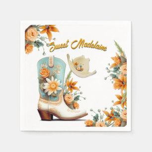  Cowgirl Floral Modern Birthday Napkin