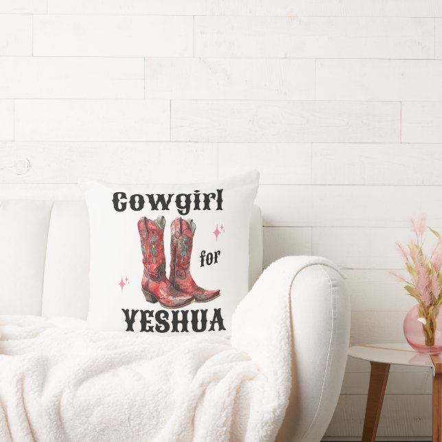 "Cowgirl for Yeshua" Throw Pillow (Couch)