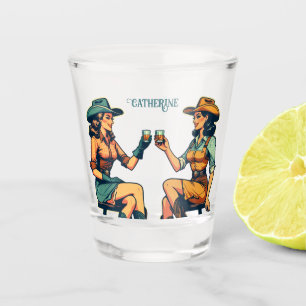 Cowgirl Friends Drinking Shots Custom  Shot Glass