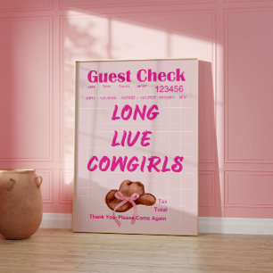 Cowgirl Guest Check Aesthetic Poster