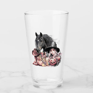 Cowgirl Halloween horse Brooms are for amateurs Glass