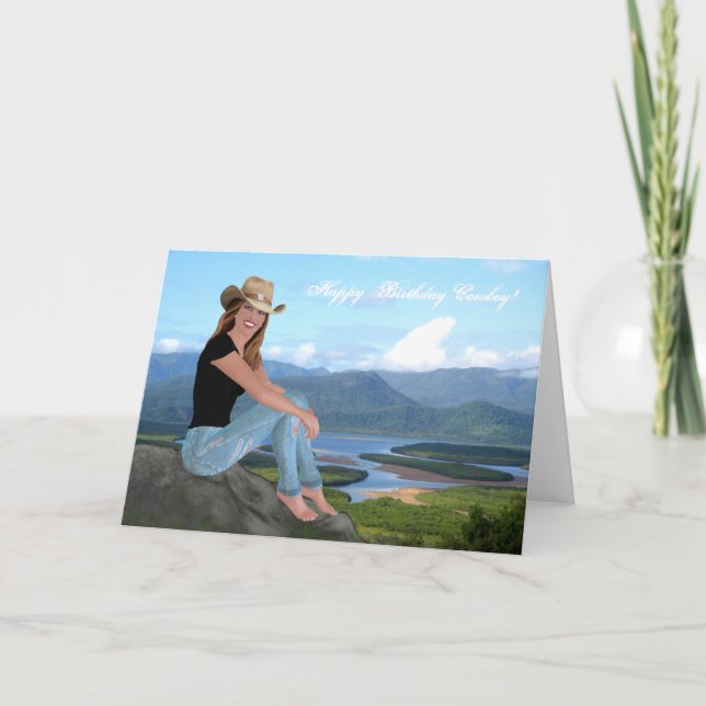 Cowgirl - Happy Birthday Cowboy - Card (Front)