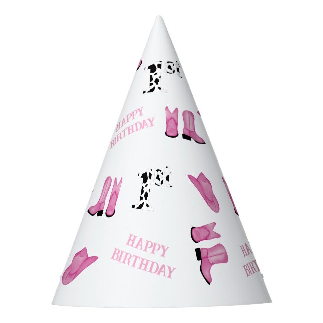 Cowgirl Happy Birthday  Party Hat (Front)