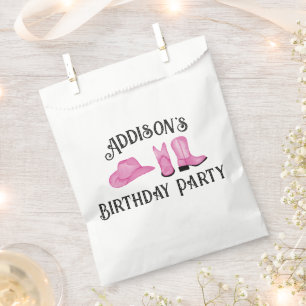 Cowgirl Hat and Boots Black Text Favour Bags