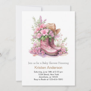 Cowgirl Hat and Boots Celebration Baby Shower Invitation