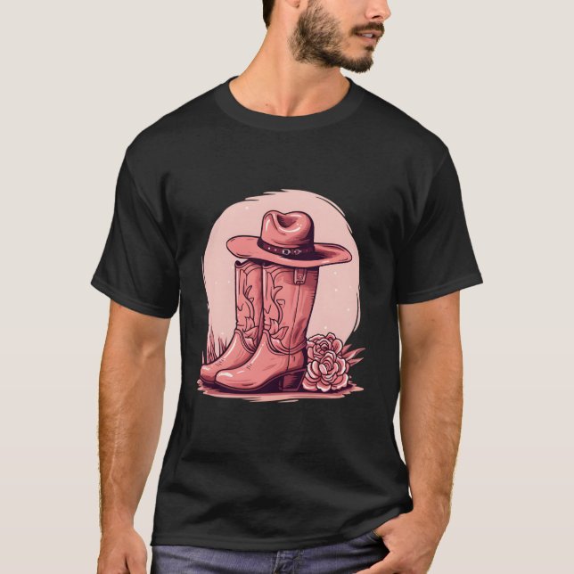 Cowgirl Hat And Boots Graphic Country Southern Wes T-Shirt (Front)