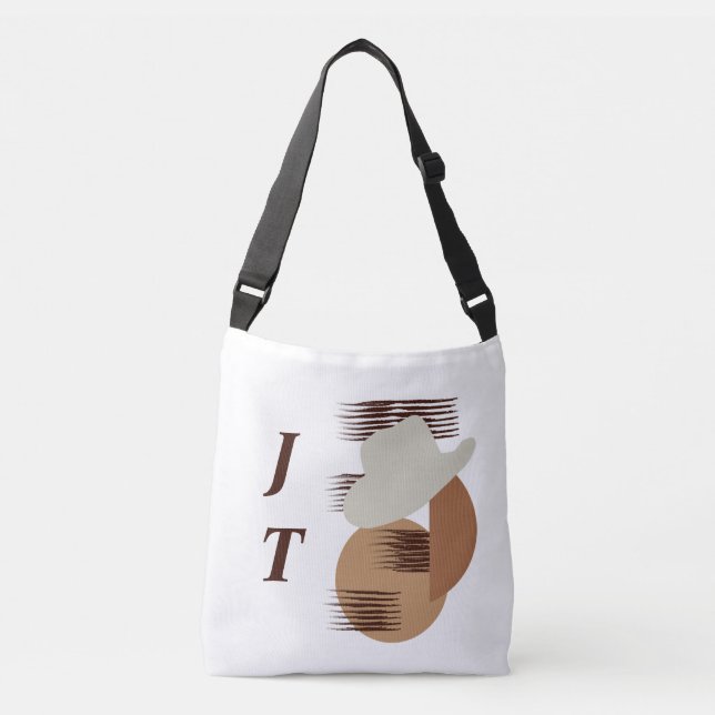 Cowgirl Hat Funky Abstract Crossbody Tote Bag (Front)