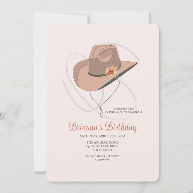 Cowgirl Hat Invitation (Front)