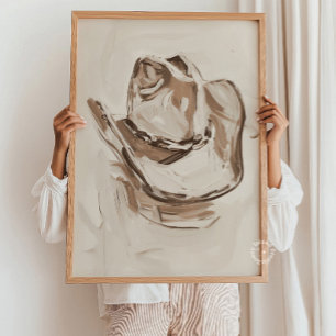 Cowgirl Hat Painting Neutral Wall Art Poster