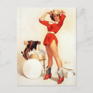Cowgirl Hat Pin Up Postcard