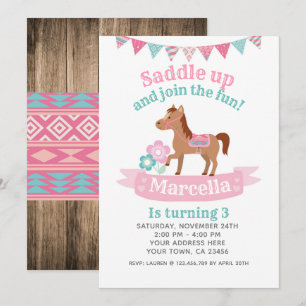 Cowgirl, Horse Birthday Invitation