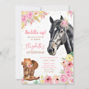 Cowgirl Horse Birthday Invitation