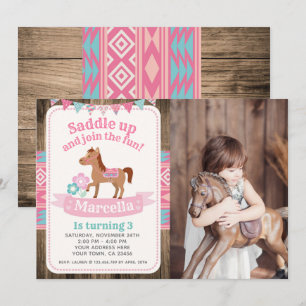 Cowgirl, Horse Birthday Invitation with Photo