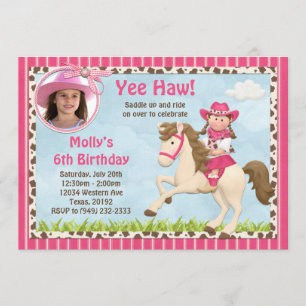 Cowgirl Horse Birthday Party Invitation