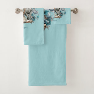 Cowgirl horse cowboy boots hat floral western  bath towel set