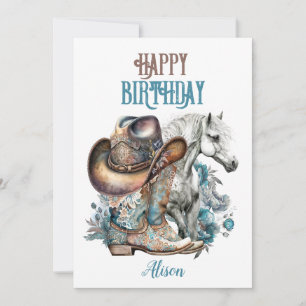 Cowgirl horse floral western Birthday