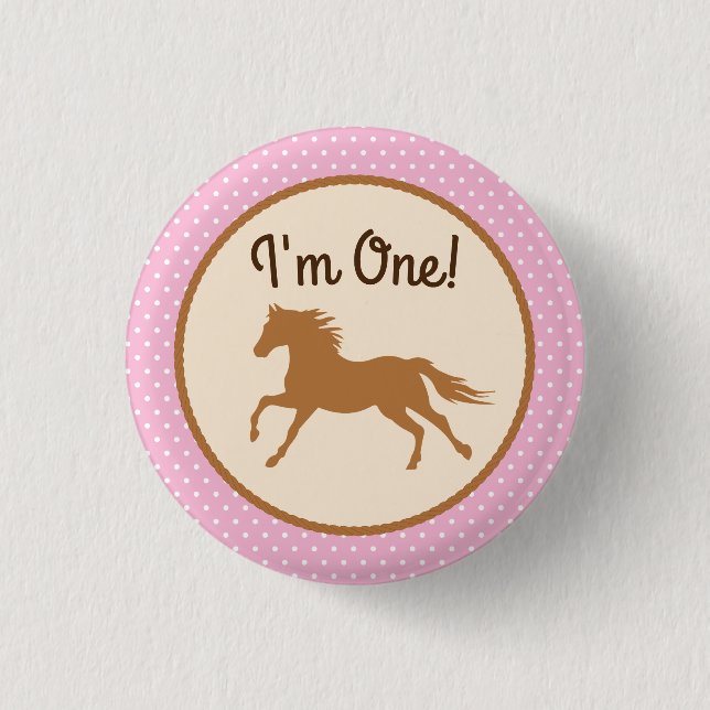 Cowgirl Horse Kid Girl's Birthday Party Theme 3 Cm Round Badge (Front)