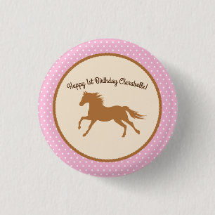 Cowgirl Horse Kid Girl's Birthday Party Theme 3 Cm Round Badge