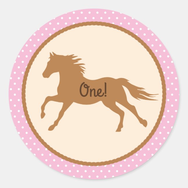 Cowgirl Horse Kid Girl's Birthday Party Theme Classic Round Sticker (Front)