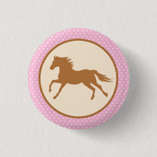 Cowgirl Horse Kid's Birthday Party 3 Cm Round Badge