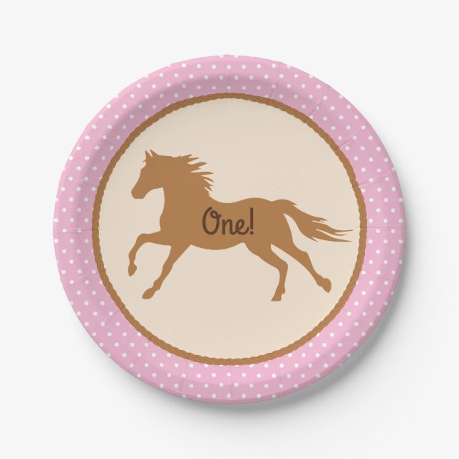 Cowgirl Horse Kid's Birthday Party Paper Plate (Front)