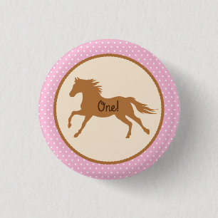 Cowgirl Horse Pony Cute 1st Birthday Party Theme 3 Cm Round Badge