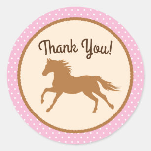 Cowgirl Horse Pony Cute 1st Birthday Party Theme Classic Round Sticker