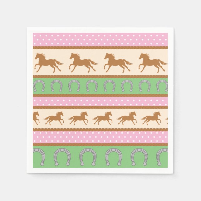 Cowgirl Horse Pony Cute 1st Birthday Party Theme Napkin (Front)