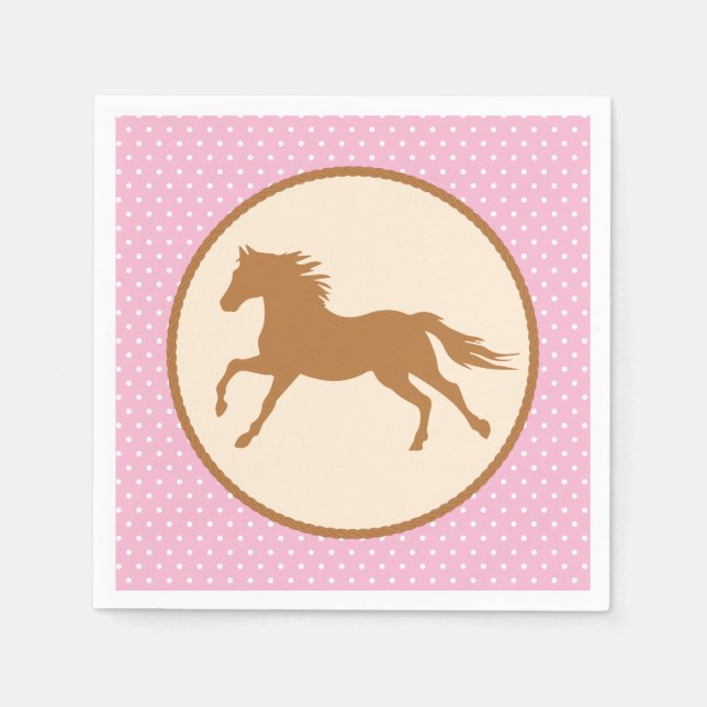 Cowgirl Horse Pony Cute 1st Birthday Party Theme Napkin (Front)