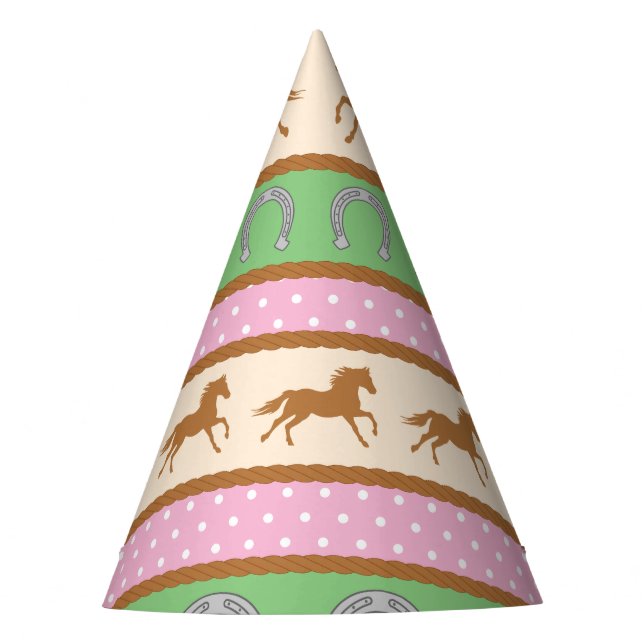 Cowgirl Horse Pony Cute 1st Birthday Party Theme Party Hat (Front)