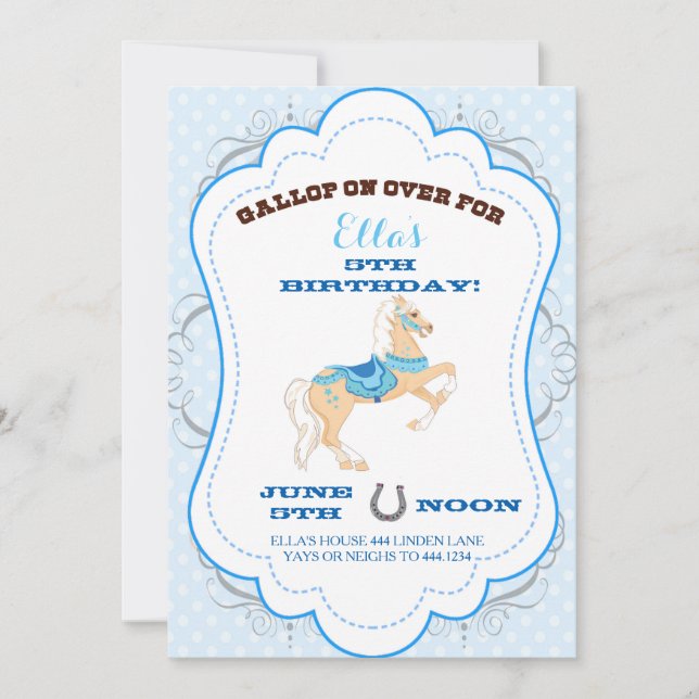 Cowgirl Horsey Birthday Party Invitations (Front)