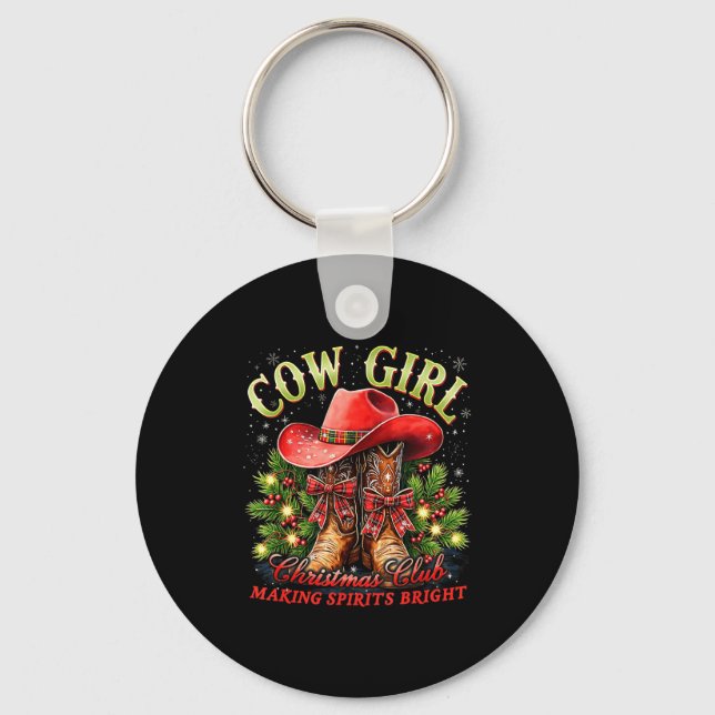 Cowgirl Howdy Christmas Y'all Xmas Wild West Coque Key Ring (Front)