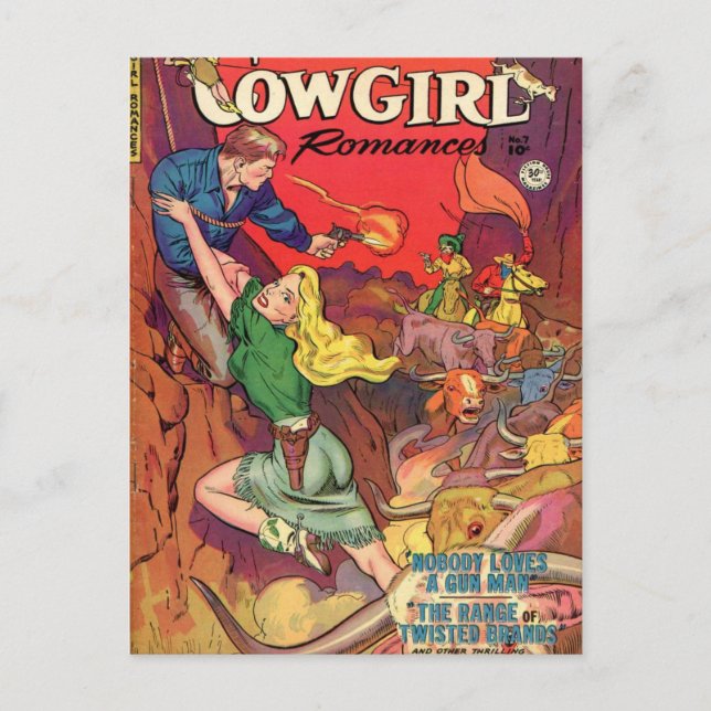 Cowgirl in a Green Dress Postcard (Front)