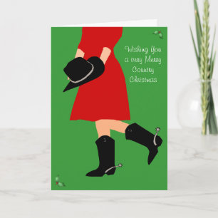 Cowgirl in Boots Country - Christmas Greeting Card