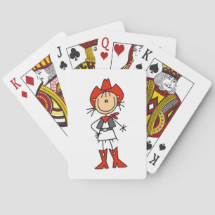 Cowgirl in Red T-shirts and Gifts Playing Cards