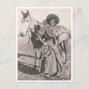 Cowgirl in riding habit of the 1880s postcard
