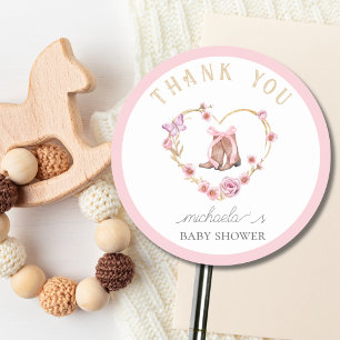 Cowgirl is on the Way Baby Shower Thank You Classic Round Sticker