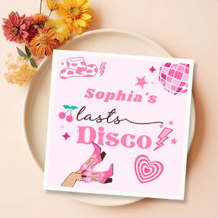 Cowgirl Last Disco Bachelorette Space Pink Party Napkin