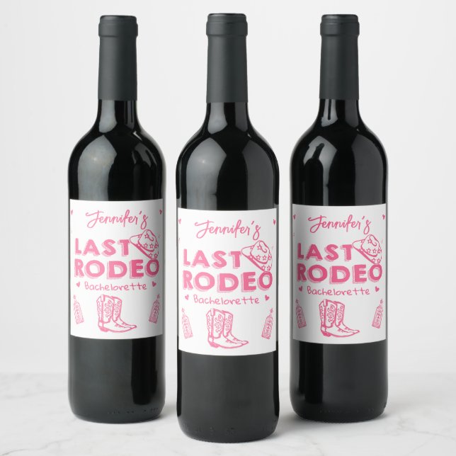 Cowgirl Last Rodeo Bachelorette Party Wine Label (Bottles)