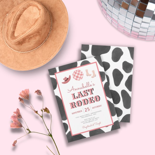 Cowgirl Last Rodeo Disco Bachelorette Party Invitation (Creator Uploaded)