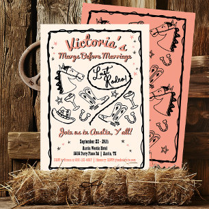 Cowgirl Last Rodeo Hand drawn Funky Bachelorette Invitation