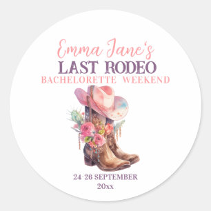 Cowgirl Last Rodeo Pink Bachelorette Classic Round Sticker
