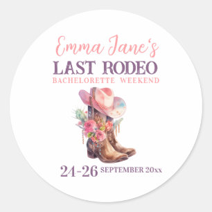 Cowgirl Last Rodeo Pink Bachelorette Classic Round Sticker