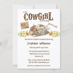 Cowgirl marquee western cowboy hat sunflowers invitation