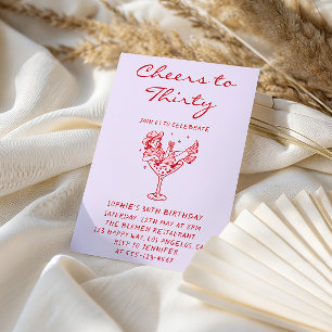 Cowgirl Martini Cheers to Thirty 30th Birthday Invitation