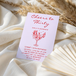 Cowgirl Martini Cheers to Thirty 30th Birthday Invitation