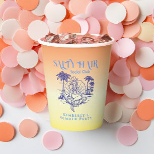 Cowgirl Mermaid Coastal Yellow Birthday Party Paper Cups