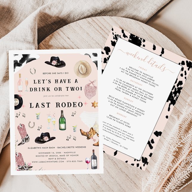 Cowgirl Nashville Pink Last Rodeo | Bachelorette Invitation (Creator Uploaded)