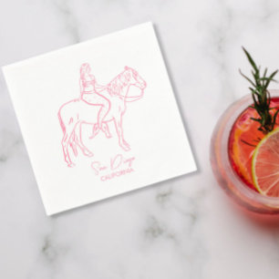 cowgirl ocean bachelorette cocktail  napkin