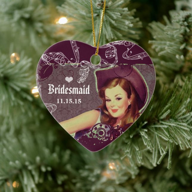 Cowgirl Old Western BBQ  Purple Bridesmaid Favours Ceramic Tree Decoration (Tree)